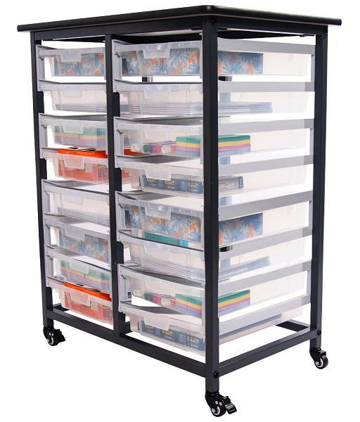 https://handtrucks2go.com/images/D/Double%20Row%20Mobile%20Bin%20Storage%20Cart%20with%20Small%20Clear%20Bins-2-3ca681603f.png