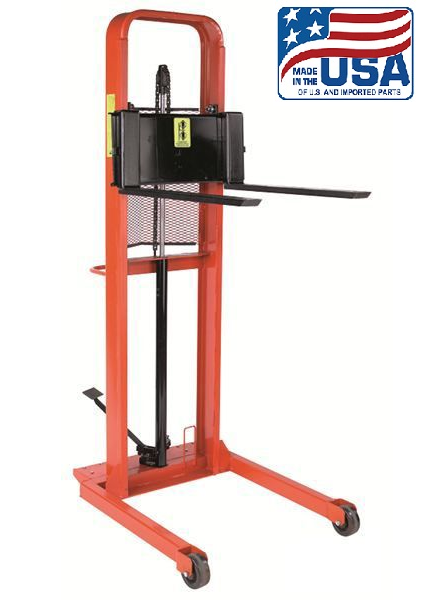 1,000-lb Wesco Industrial Products 260055 Economy Straddle Fork Stacker 76 Lift Height Capacity 32.5 x 48 x 92 