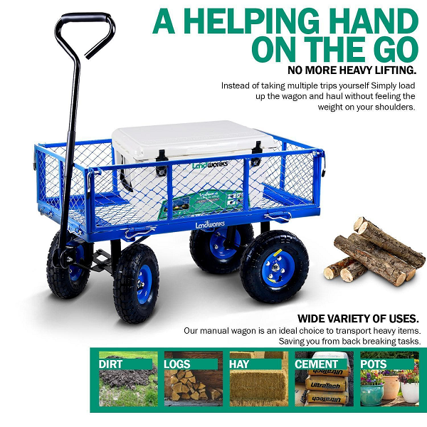 Landworks Heavy Duty Utility & Beach Wagon 400LB Capacity - For...