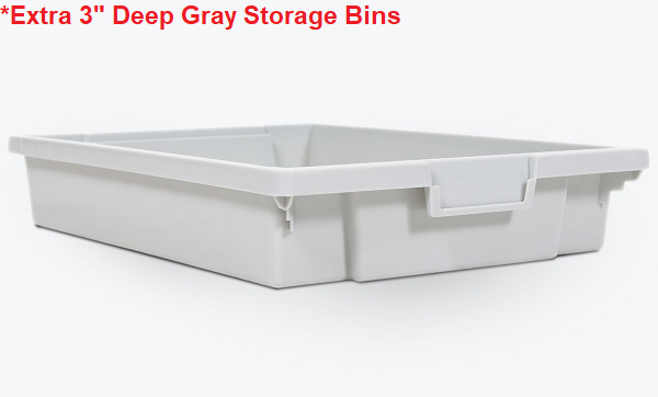 Luxor Mobile Bin Storage Unit - Double Row with Small Clear Bins