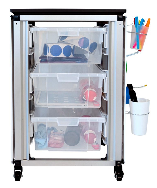 Mobile & Portable Single Modular Storage Cabinet with Large Bins