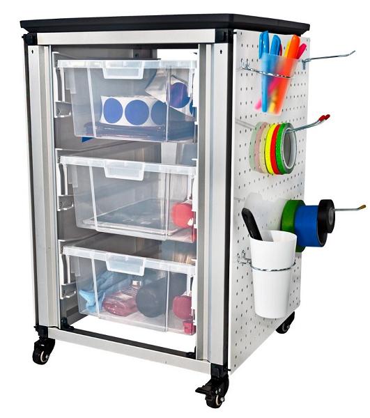 Mobile & Portable Single Modular Storage Cabinet with Large Bins