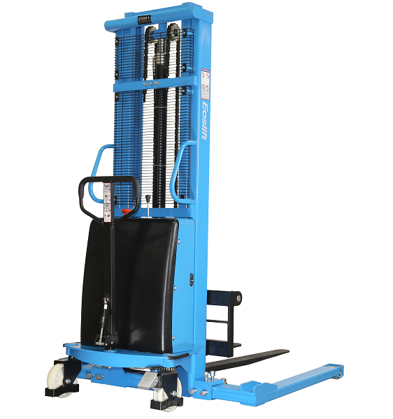 SOVANS Semi Electric Pallet Stacker Straddle Legs 3300lbs Capacity 63 Lift Height with Adjustable Forks Material Lift ESTB3300-63