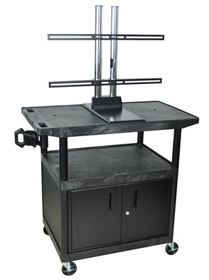 Wide AV Cart with LCD Mount and Locking cabinet