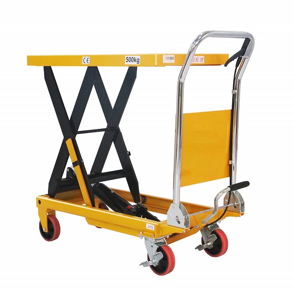 1100 lbs Capacity Manual Single Scissor Lift Table - 35.4" Lift