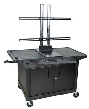 Luxor Wide Av Cart With Lcd Mount 2 Shelves And Locking Cabinet