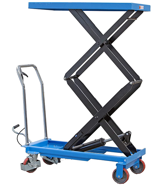 1760lb Capacity Manual Dual Scissor Lift Table - 62.4" Lift