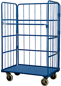 1 Shelf Enclosed Wire Cage Stock Cart