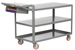 3 Steel Flush Shelf Cart with Storage Pocket