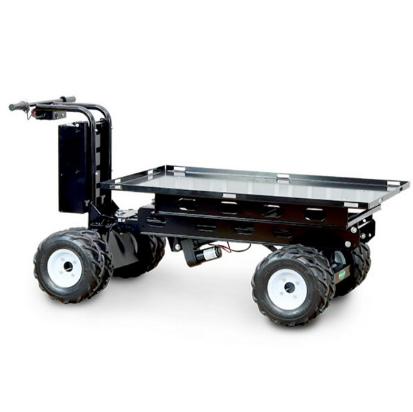 4-Wheel Power Drive and Dump Platform Cart with Dual Ag Tires