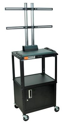 Steel Adjustable Height AV Cart with LCD mount and Cabinet