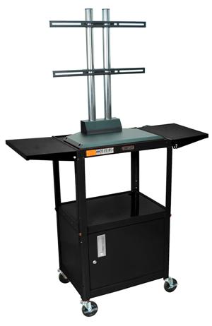 Adjustable Steel Cart with LCD Mount and Drop Leaf Shelves