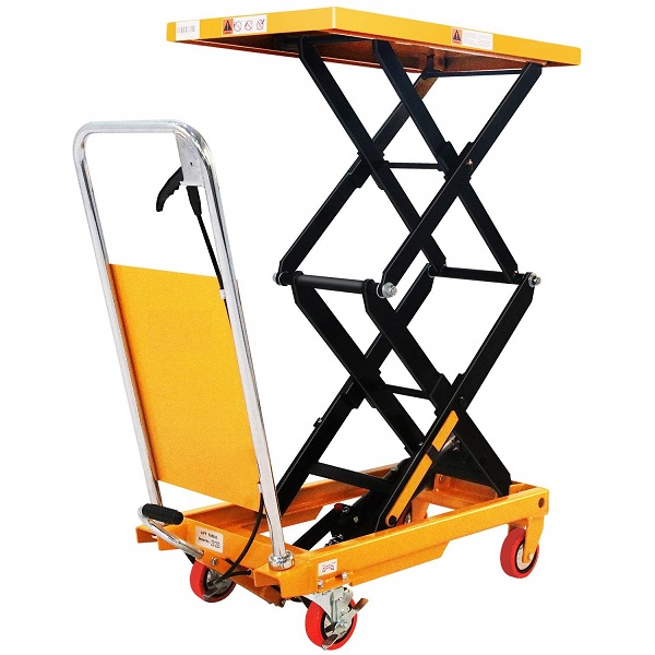 770 lbs Capacity Manual Double Scissor Lift Table - 51.2" Lift