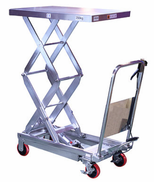 770lb Capacity Stainless Steel Manual Scissor Lift Table - 52.1" Lift