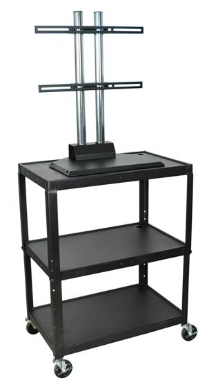 Large Steel Adjustable Height Cart & LCD Mount -3 Shelves