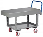 Adjustable 6" Deep Steel Platform Cart with Lower Shelf