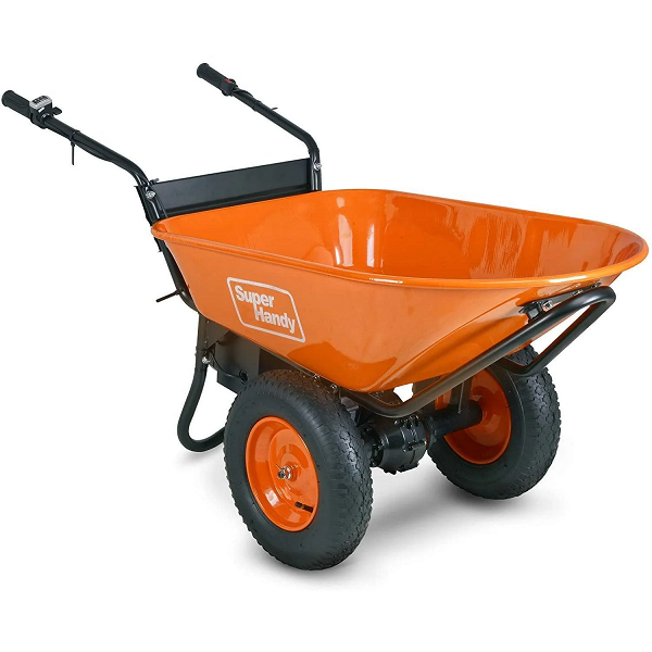 Electric 4 Cubic Foot Tub Wheelbarrow with 48V Li-Ion Battery - 330lb Capacity