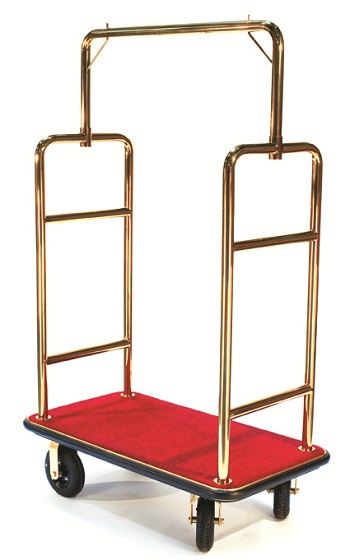 CSL Single Curved Bar Top Bellman Cart-Gold/Red