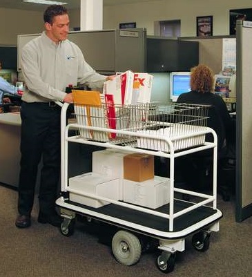 Motorized 2 Shelf Mail Room Cart