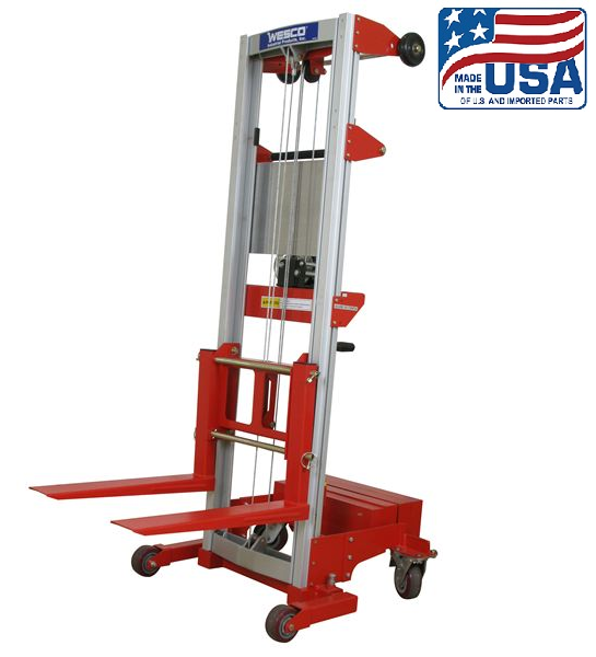 Counterbalance Hand Winch Fork Lift Truck with Invertible Forks - 120" Lift