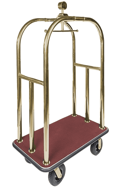 Deluxe Gold Finish Bellman Cart with Red Carpet