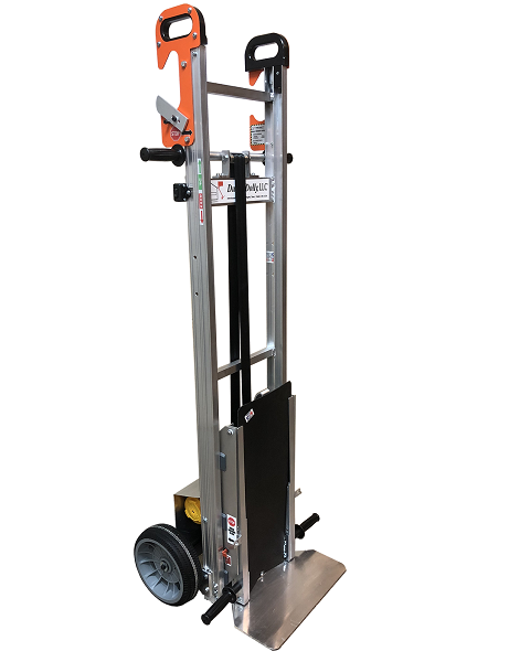 Powered Dump Dolly EZ-Latch Garbage Can Hand Truck Lift - 82" Tall