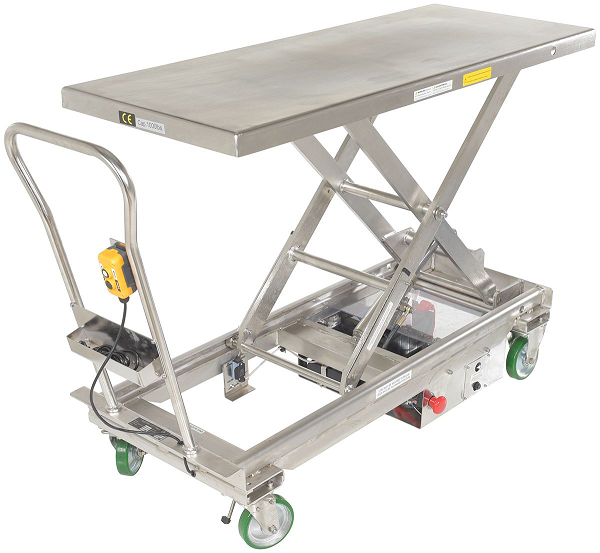 Electric Powered Single Stainless Steel Scissor Lift - 1000lb Capacity