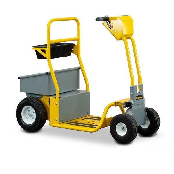 Electric Powered Stand-On Cart with Cargo Box