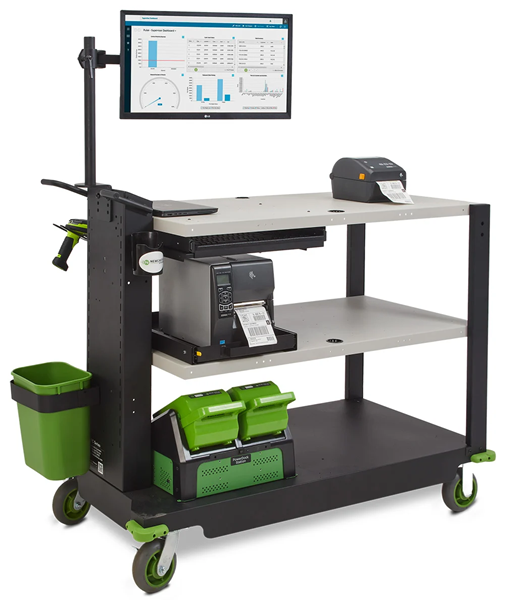 Heavy Duty Powered Mobile Computer Workstation - 48" Long