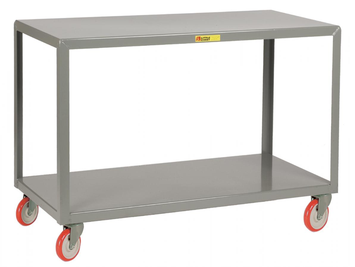 4 Swivel Mobile Table With Bottom Shelf