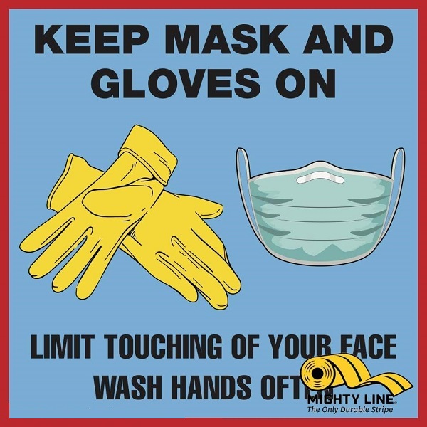 Keep Mask and Gloves On Safety Floor Sign