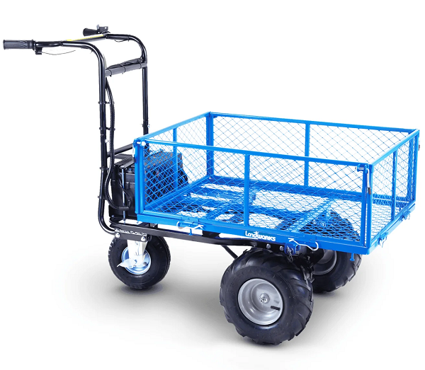 Landworks Heavy-Duty 6 Cubic Feet Electric Utility Wagon with All-Terrain Wheels and Modular Cargo Bed - 500LB Capacity