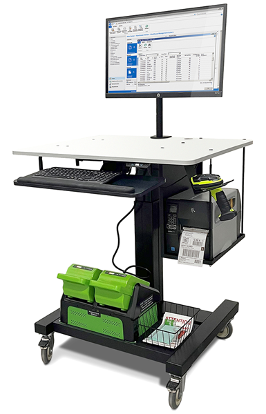 Large Height Adjustable Powered Computer Cart