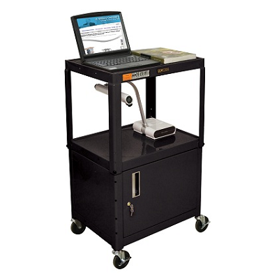 Metal Utility and Audio Visual Cart with Cabinet