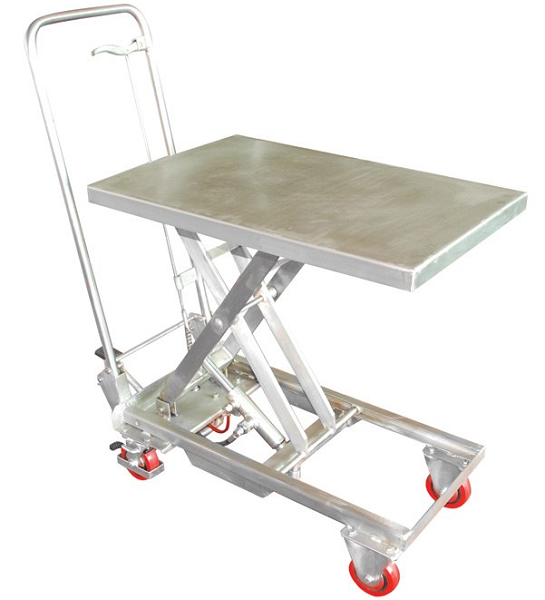 Manual Single Stainless Steel Scissor Lift Table - 200lb Capacity