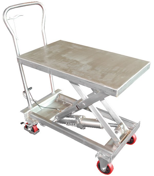 Manual Single Stainless Steel Scissor Lift Table - 400lb Capacity