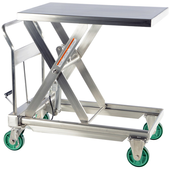 Manual Single Stainless Steel Scissor Lift Table with Quick Lift - 1100lb Capacity