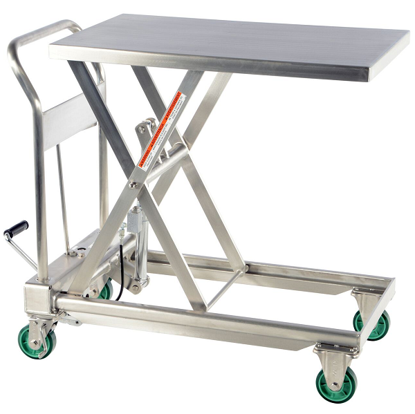 Manual Single Stainless Steel Scissor Lift Table with Quick Lift - 550lb Capacity