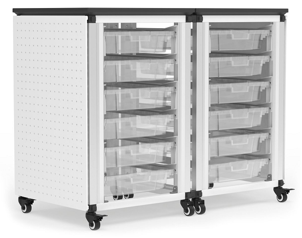 Mobile Double Modular Storage Office Cart with Small Bins
