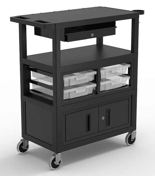 Portable Mobile Office Cart with Locking Drawers