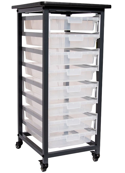 https://handtrucks2go.com/images/P/Single%20Row%20Mobile%20Bin%20Storage%20Cart%20with%20Small%20Clear%20Bins-1.png