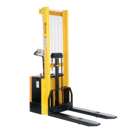 62" Lift Motorized Stacker, Powered Lift and Drive With Fixed Forks