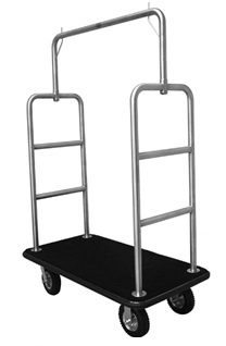 Stainless Steel Black Carpet Hotel Bellman Cart