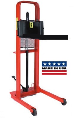 1000lb Manual Curved Top Platform Stacker with Hydraulic Foot Pump