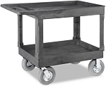 2 Shelf Service Cart with Pneumatic Wheels Black thumb