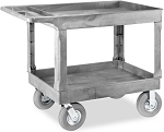 2 Shelf Service Cart with Pneumatic Wheels Grey thumb