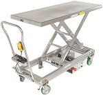Electric Powered Single Stainless Steel Scissor Lift - 1000lb Capacity thumb