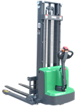 Electric Straddle Stacker With Side Shifting Forks and Lithium-Ion Battery 119" Lift 2800lb Capacity thumb