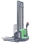 Electric Straddle Stacker With Side Shifting Forks and Lithium-Ion Battery 145" Lift 2800lb Capacity thumb