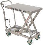 Manual Single Premium Stainless Steel Scissor Lift Table Cart - 500lb Capacity thumb